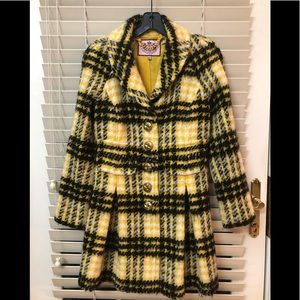 Juicy Couture Yellow Plaid Wool Coat M
